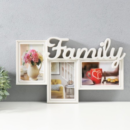 Multipher "Family" plastic, 3 photos 10x15 cm, col. white