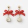 New Year! Earrings "New Year" bow, white-red color in gold