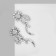 Earrings with rhinestones "flowers" bends, white color in silver