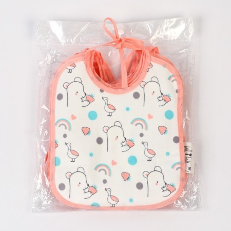 Bibs laid the children's baby, 17x20 cm (packing 10 pcs., Pink edging)-4