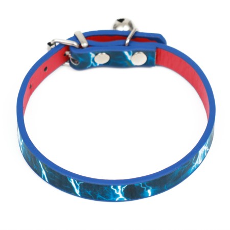 Collar "thunderstorm", artificial leather, 31 x 1 cm, mix of flowers-1