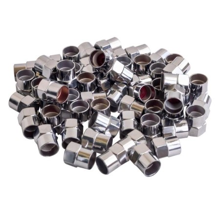 Airline caps, on a tire valve, hexagonal, plastic, chromium color, 60 pcs