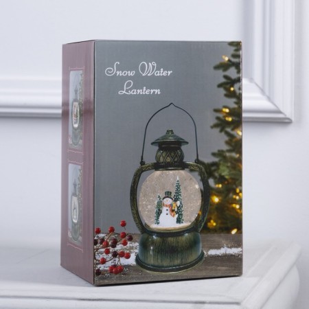 LED figure “Lantern with a snowman” 13 × 19 × 11 cm, plastic, AAX3 batteries (not in the kit), USB, glow warm white-6