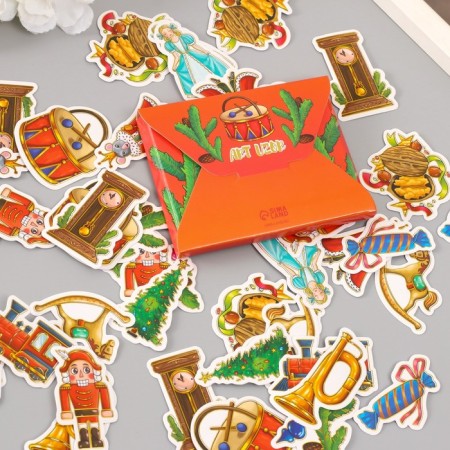 Stickers for creativity "New Year's fairy tale" embossing gold set 48 pcs 9x7x0.8 cm-6