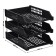 A set of horizontal paper trays, Strong 3 pieces, on metal rods, black