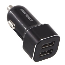 Адаптер автомобильный CARLINE® 2хUSB, 3.8А Max, в прикуриватель 12/24В, цвет черный