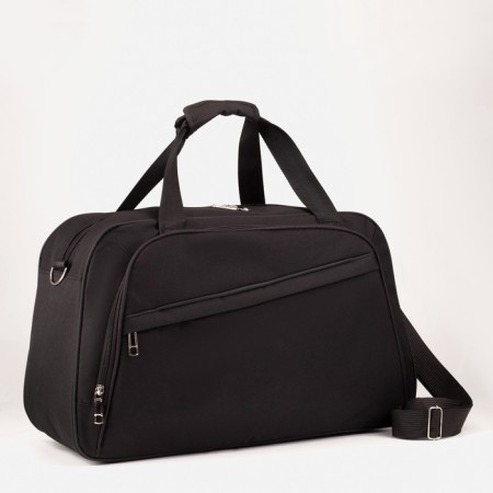 Road bag on lightning, 2 outer pockets, a suitcase holder, a long belt, black color