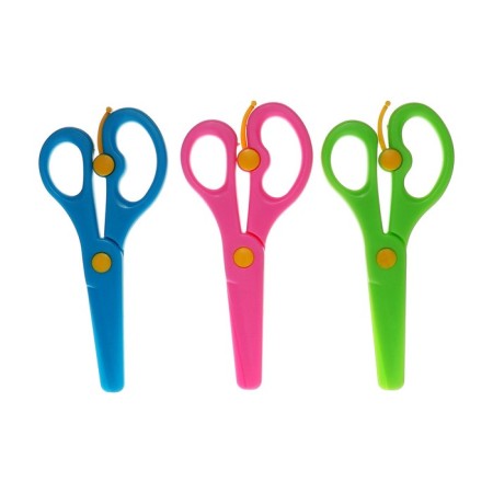 Baby scissors 13 cm, plastic, fixator, rounded ends, in a cardboard box, a mix-2