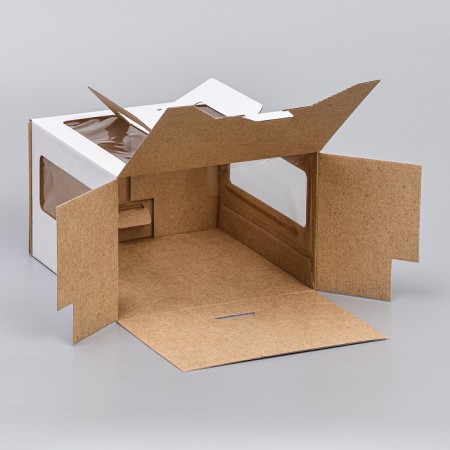 Box for cake 2 windows, with handles, white, 22 x 22 x 15 cm-3