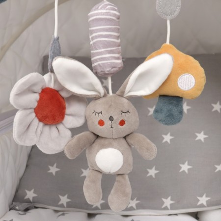 Suspension - Bonnie Bunny rattle, squeaks, rustling, on a crib, stroller, crumb me-7