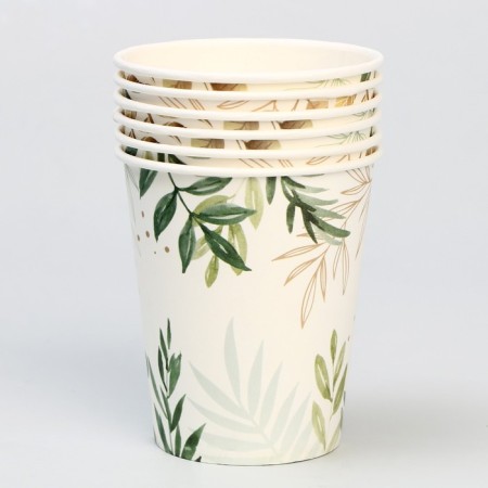 A one -time paper glass "Nature", 250 ml, a set of 6 pcs-1