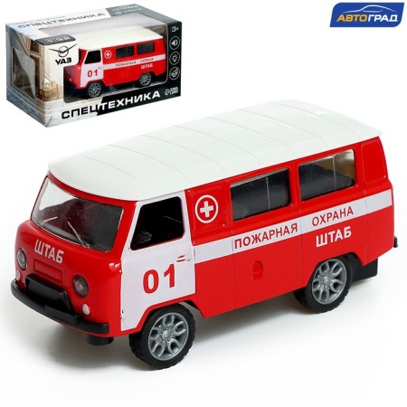 Metal machine "UAZ 3962. Fire Service", inertia, 1:32, light and sound