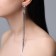 Hanging earrings with Hollywood rhinestones with threads, white color in silver, 19.5 cm