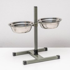 Stand with bowls, 2 x 1 l, height 40 cm, collapsible, green