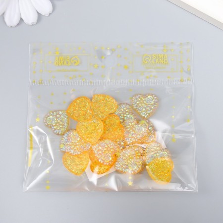 Decor for creativity Plastic "Heart" holography orange set 20 pcs 1.6x1.6 cm-3