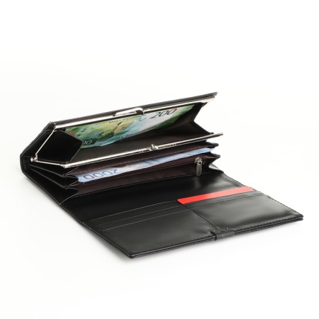 Women's wallet on magnets, black color-3