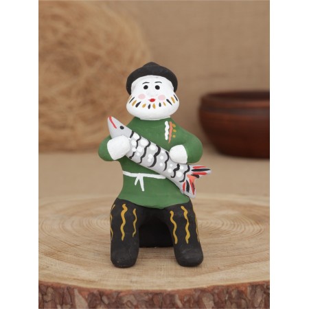 Souvenir "man with pike", Kargopol toy-10
