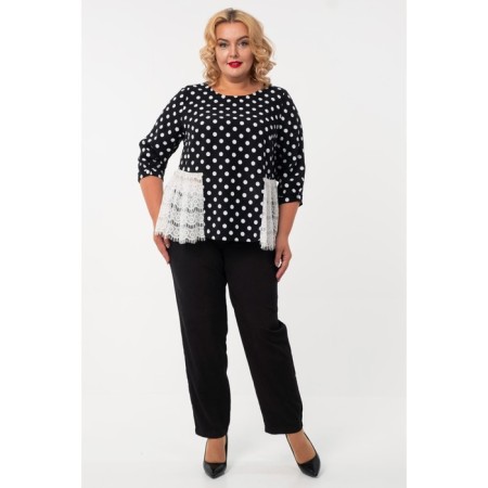 Female blouse, size 56, black color, white-2