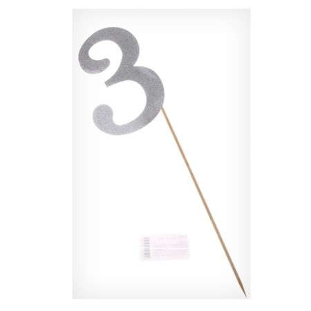 Topper in the “3” cake, silver color-2