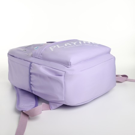 Youth backpack from textiles, 4 pockets, lilac color-4