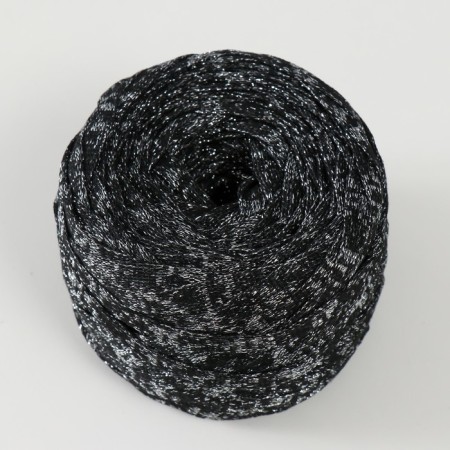 Knitted yarn "Ribbon" with Lurex 85m/170 ± 5 g (black, lurex: silver)-1