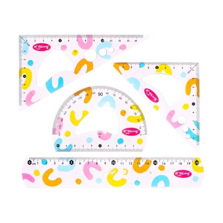 Set of geometric flexible silicone (ruler 20cm+2 squares+transporter) abstraction