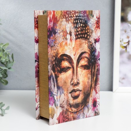 Safe-Kniga tree to the leatherette "Buddha's head in flowers" 21x13x5 cm-3