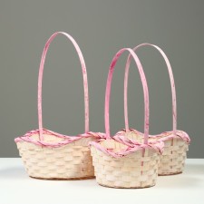 A set of wicker baskets (bamboo), 19xh7.5x9.5x31cm, 22x9x11x34.24x9x1111sm, 5x35cm, 3 pcs, pink