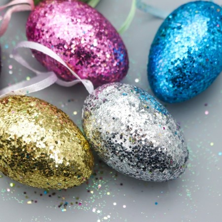 Decor Easter suspension "Egg - sparkle" set 6x4x4x4 cm-1