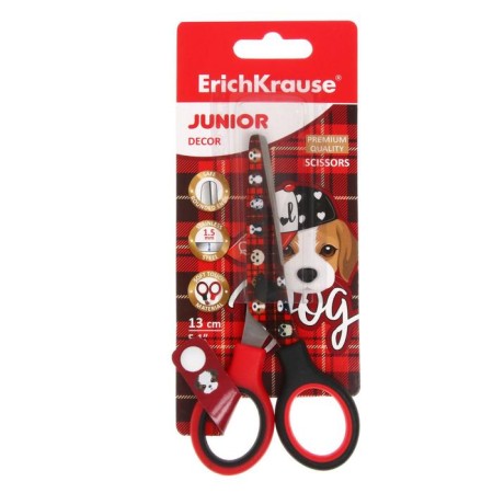 Baby scissors 13 cm, Erichkrause Junior Decor Dog, with print on blades