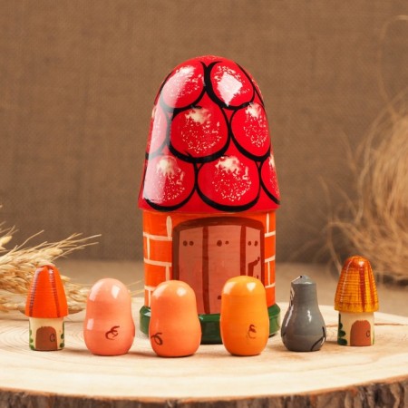 Finger Theater "3 Piglet", Teremok and 6 dolls, 14 cm-1