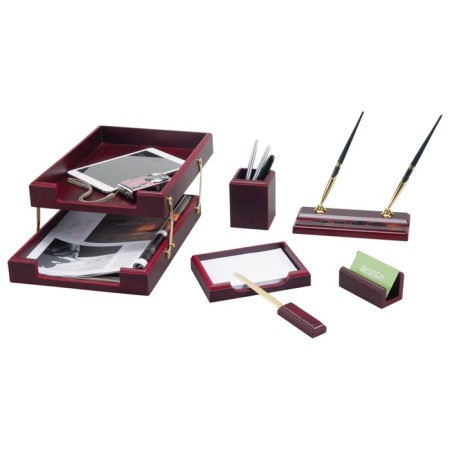 Set of desktop Bestar Apollon, made of wood, 6 objects, double tray, red tree