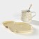 Tea couple ceramic “leaflet”, 3 objects: a cup 320 ml, a saucer 25.5 × 16 cm, spoon, yellow color