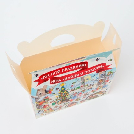New Year. Gift box New Year's Baul "Forest holiday" with a game and animation 22 x 9 x 22 cm.-3