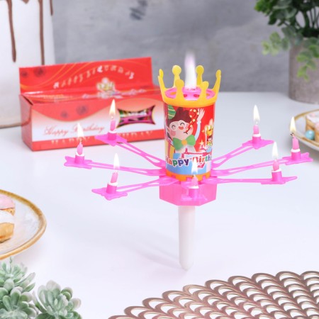 Candle for cake musical "Flower", pink, 15 × 5 cm