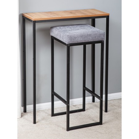 FRAME bar stool, 356 × 336 × 811 mm, velor, gray / black metal color-2