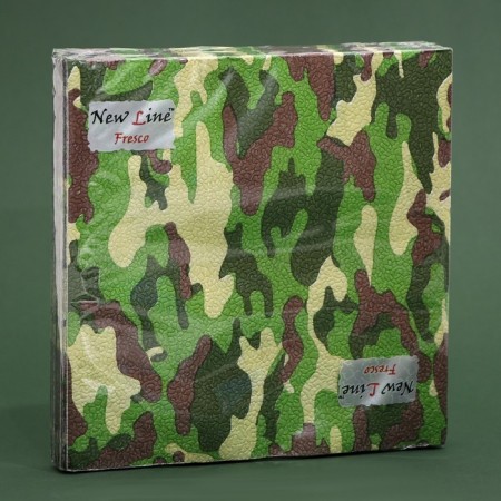 Paper Nev Line Fresco Camouflage Green, 2 layers, 20 sheets, 33x33