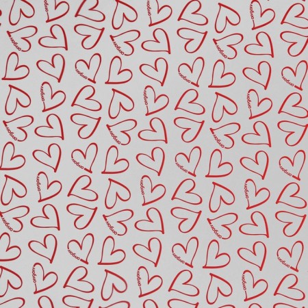 Flower film Packing Glossy Transparent "Hearts", red, 0.6 x 10 m-1