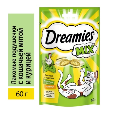 Dreamies treat for cats, chicken and cat mint, 60 g