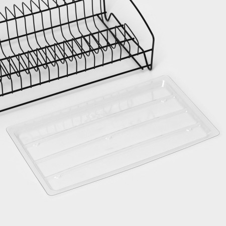 Sushilka for plates with a pallet 38 × 24.5 × 12.4 cm, black color-3