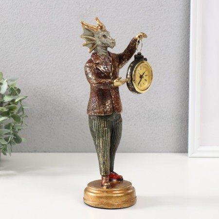 Polystone souvenir with a watch "Golden Dragon" 9,5x8.5x28 cm-1