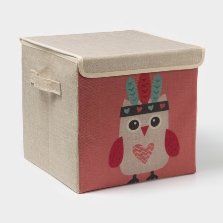 Stellid box for storage with a lid "Owl-Indian", 29 × 29 × 28.5 cm