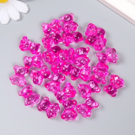 Decor for creativity Plastic "Bear" bright pink set of 25 pcs 1.8x1.5x1 cm-2