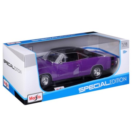 MASTO DIE-CAST 1969 Dodge Charger R/T, opening doors, 1:18, purple color-12