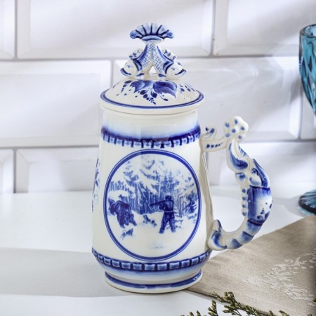 Beer mug "Genre. Hunting", Gzhel-6