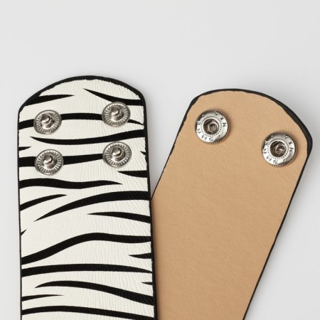 Bracelet Skin "Safari" zebra, wide, black and white color, 23.5 cm-2
