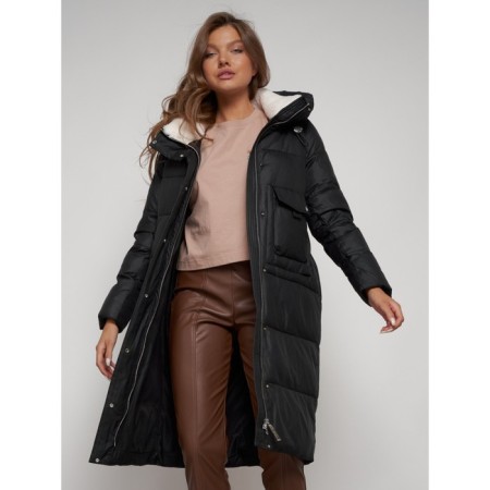 Coat insulated winter female, size 46, black color-19