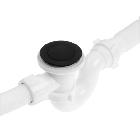 Bath siphon "Ani Plast" EC155BL, D = 40 x 50 mm, with corrugation, click-clock, black-1