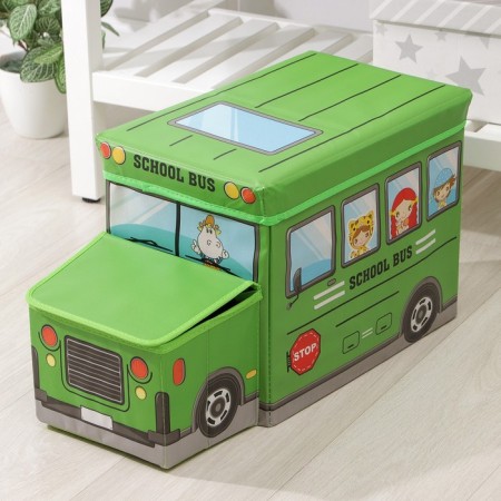 Stellyer box for storage with a lid of the school bus, 55 × 26 × 32 cm, 2 compartments, color green-9