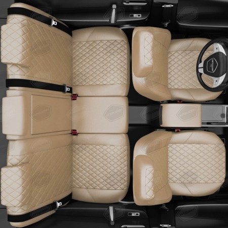 Auto-Chekhls for Ravon R2 since 2016-2020, hatchback, perforation, eco-leather, beige color-7